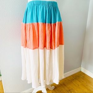 Color Block Full/A Line Midi Length Skirt Sz Med
